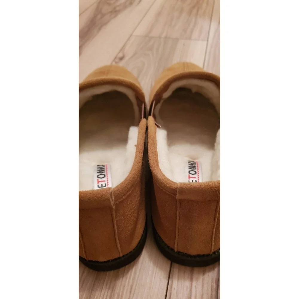 Minnetonka Leather Shoes Buckskin Color Women's Sherling Interior Size 8 - Picture 2 of 5
